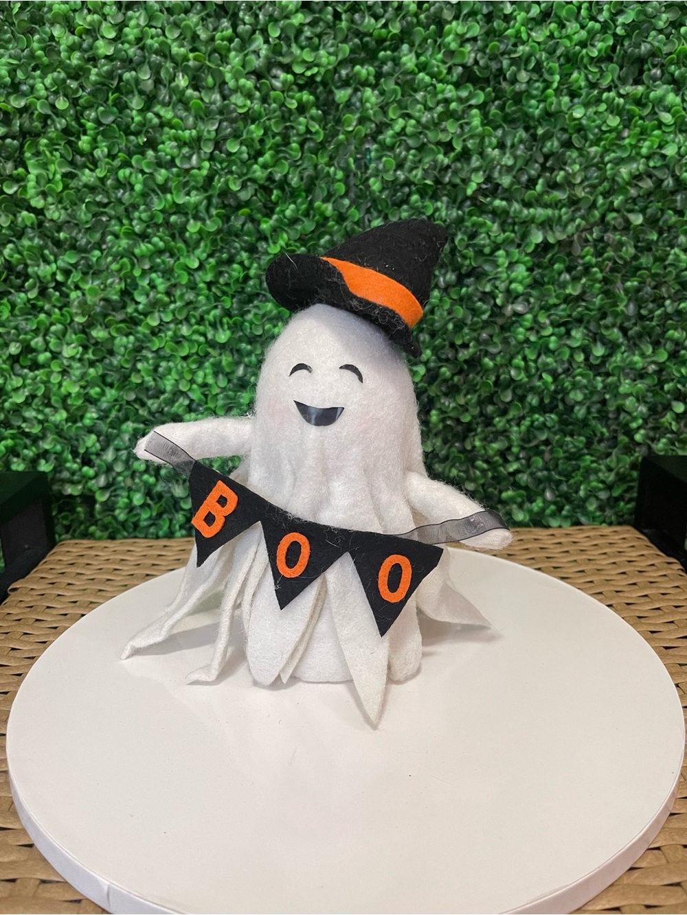 Cute Halloween Ghost Plush with 'BOO' Banner